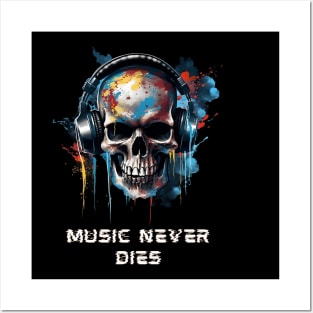 Music Never Dies T Shirt Unisex Music Lover Cotton Tee Casual Music Inspired T Shirt Music Theme Top Music Enthusiast Gift Unique Music Tee Posters and Art